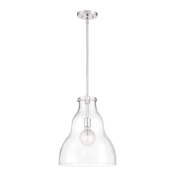 Designers Fountain Lakeview 60-Watt 1-Light Polished Nickel Pendant with Clear Glass Shade