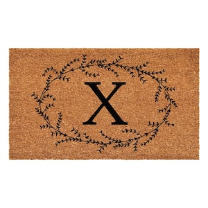 Rustic Leaf Vine Monogrammed Doormat, 36" x 72" (Letter X)