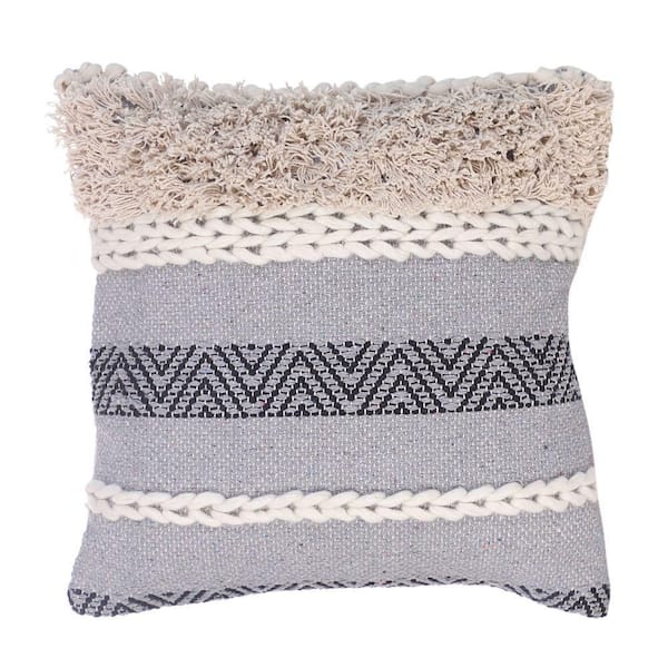 18 x 18 Handcrafted Cotton Accent Throw Pillows, Woven Lined