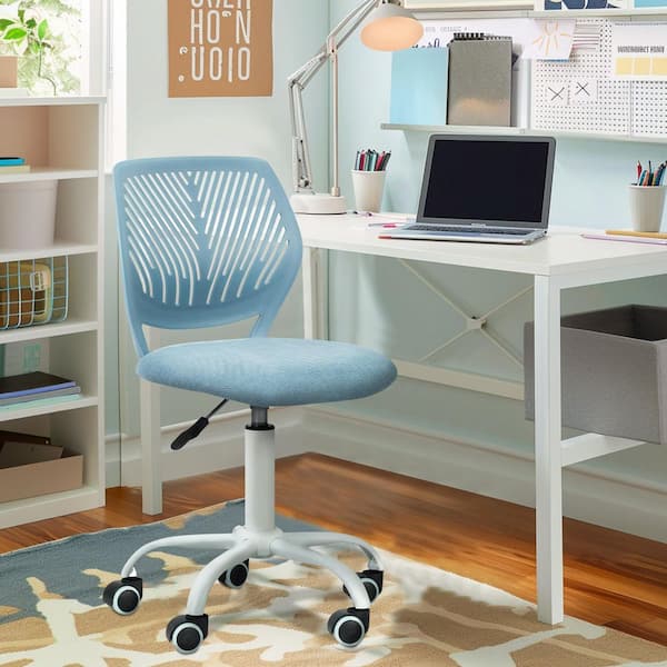 Carnation Fabric Adjustable Height Ergonomic Office Chair in Seafoam Blue with Breathable Back Swivel Study Chair
