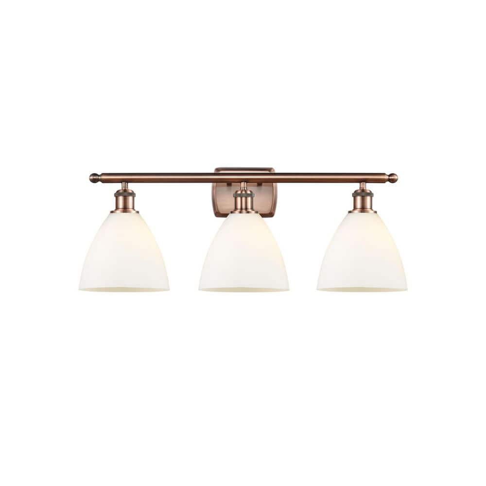 Bristol Glass 28 in. 3-Light Antique Copper Vanity Light with Glass Shade price history on PriceWatchPro