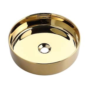 Anky Golden Ceramic 16 in. Round Bathroom Vessel Sink