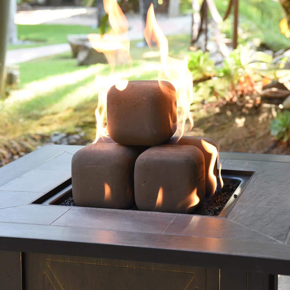 Fire Pit Essentials Ceramic Fire Squares in Light Gray 5 in. Other Fire