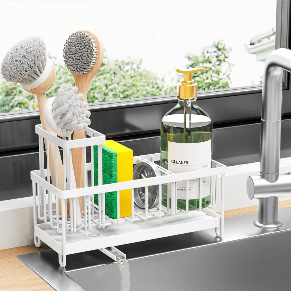 White Stainless Steel Sponge Holder with Rotatable Spout and Brush Storage price history on PriceWatchPro