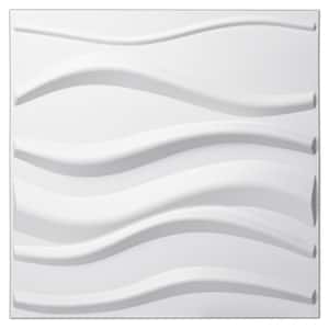 19.7 in. x 19.7 in. White PVC 3D Wall Panel for Interior Wall Decor, Wavy Textured Tile (32 sq.ft/box)