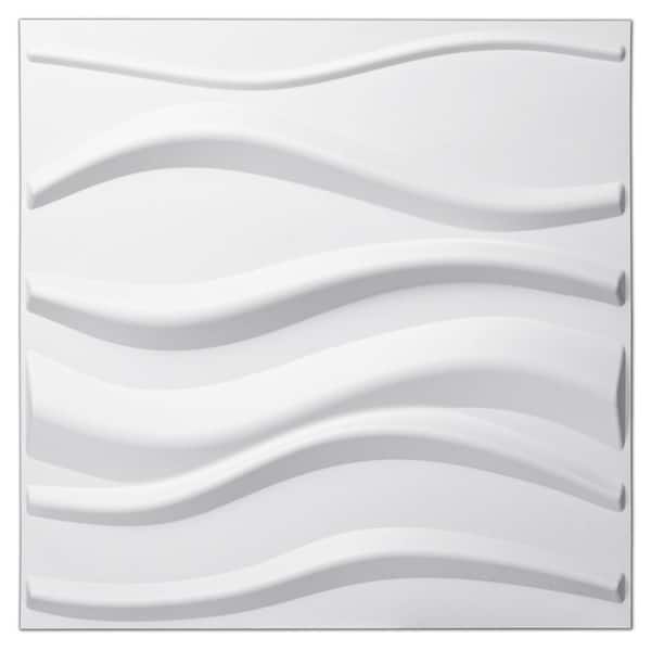 Art3dwallpanels 19.7 in. x 19.7 in. White PVC 3D Wall Panel for Interior Wall Decor, Wavy Textured Tile (32 sq.ft/box)