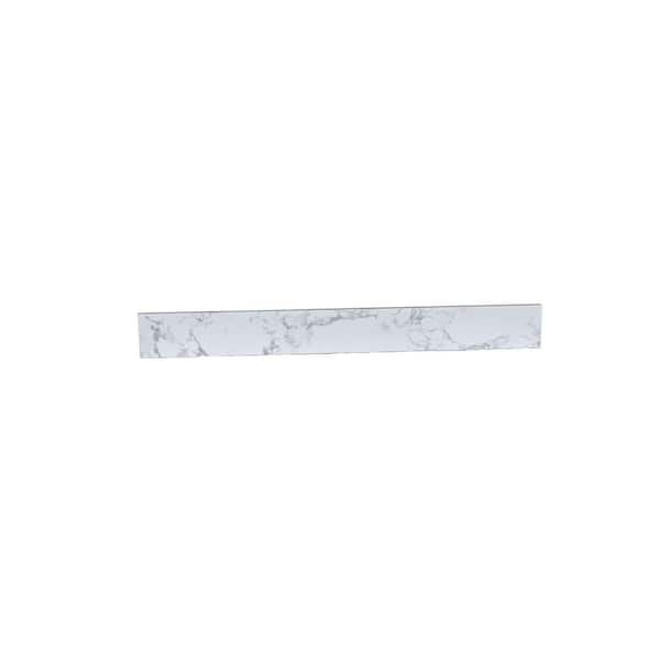 VANITYFUS 61 in. W x 4 in. H x 0.7 in. D Cultured Engineered Stone Vanity Backsplash in Carrara White
