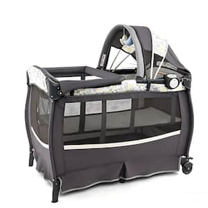 4-in-1 Portable Pack and Play Nursery Center with Bassinet for Infants, Yellow