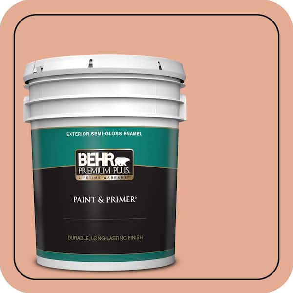BEHR PREMIUM PLUS 5 gal. #M200-4 Coral Cloud Semi-Gloss Enamel Exterior Paint & Primer