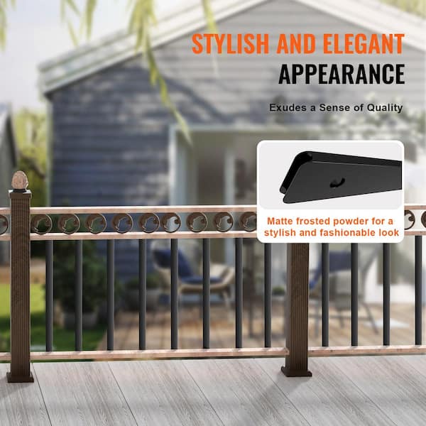 VEVOR Staircase Metal Balusters 32.28 in. H x 0.22 in. W Flat Black Aluminum Alloy Stair Railing Kit Deck Baluster (51-Pack)