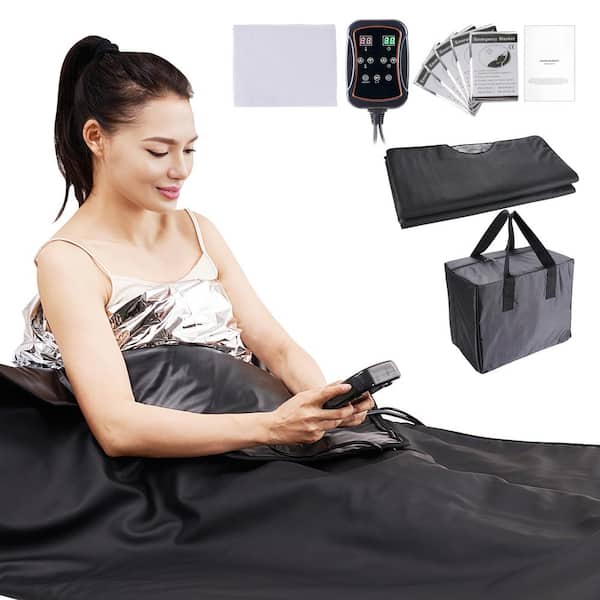 Sauna Blanket for Detoxification 1-6 Level Temp 1-Person Indoor Fabric Frame Infrared Sauna 75 x 35 in. with Sauna Bag