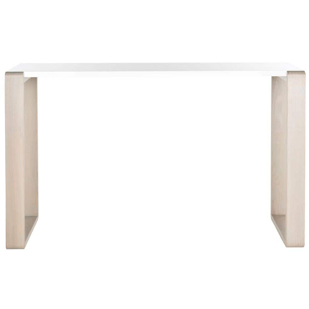 White and Grey Lacquered Wood Hallway Table with Storage
