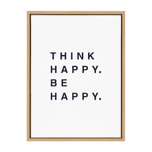 Sylvie "Think Happy Be Happy Blue" by Maggie Price Framed Canvas Wall Art 24 in. x 18 in.