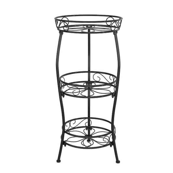 Inner Decor 3-Tier Metal Plant Stand, Rustproof Iron, Heavy Duty Metal Indoor/Outdoor Flower Holder, Black 33.8 in.