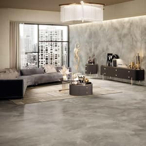 Signet Grigio Gray 47.24 in. x 47.24 in. Marble Look Satin Porcelain Floor and Wall Tile (30.98 sq. ft./Case)