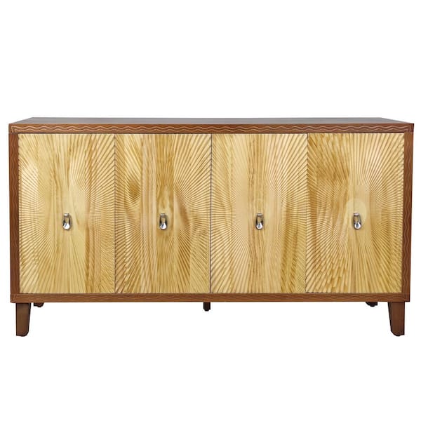 59.84 in. W x 15.75 in. D x 31.89 in. H Brown Linen Cabinet with 4 Door, Adjustable Shelves