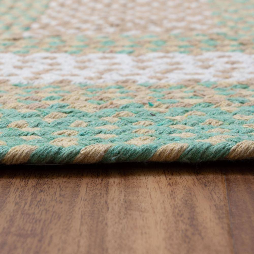 Handmade Green and Cream Braided Cotton Area Rug