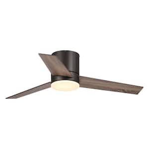48 in. Color Changing Integrated LED Indoor Low Profile Bronze Ceiling Fan with Light and Remote Control