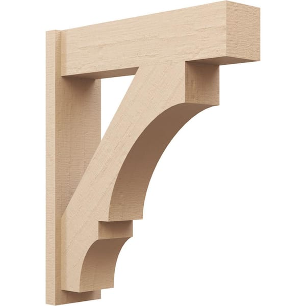 Ekena Millwork 8 in. x 36 in. x 30 in. Balboa Block Rough Cedar Woodgrain Timberthane Polyurethane Outlooker, Primed Tan