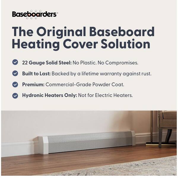 3Ft White Baseboard Heater Radiator Cover Kit W/ Left & Right End Caps Steel | UK