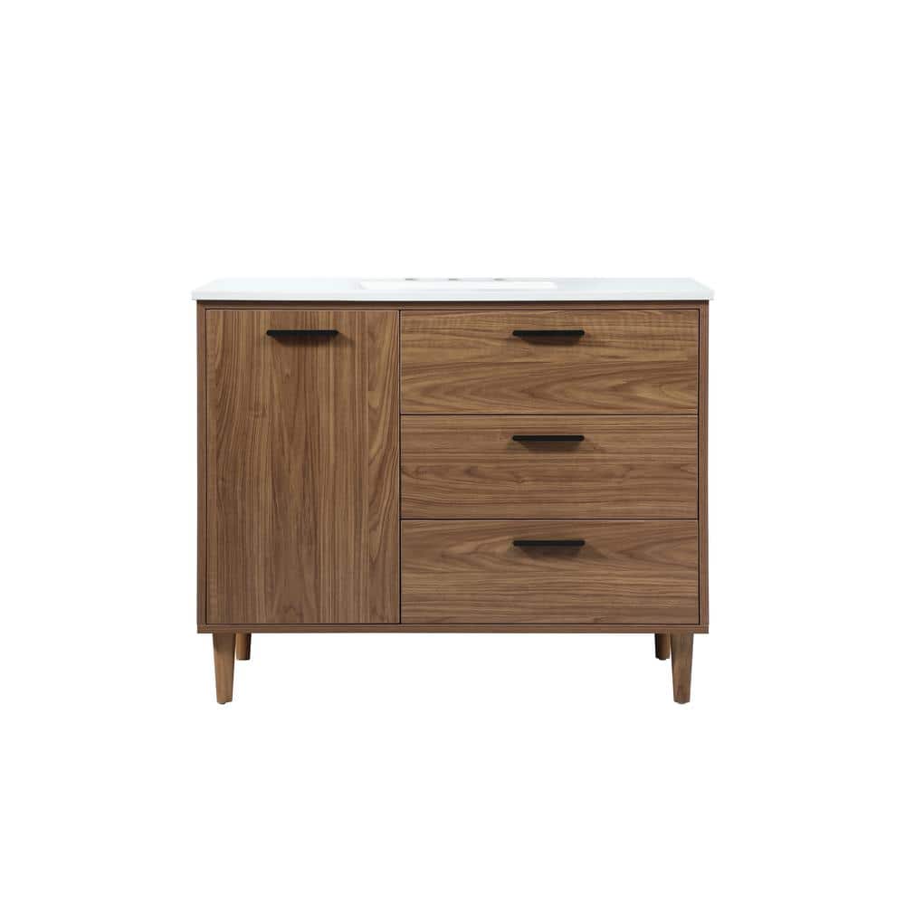 Timeless Home 42 in. W x 22 in. D x 34 in. H Bath Vanity in Walnut Brown wi