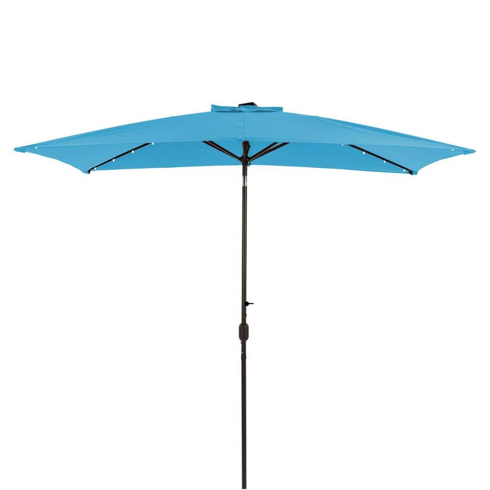 10 ft. x 6.5 ft. Rectangular Lighted Market Umbrella (Blue)