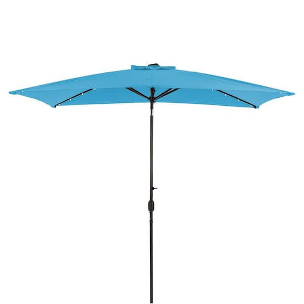 Boyel Living 10 ft. x 6.5 ft. Rectangular Lighted Market Umbrella (Blue)