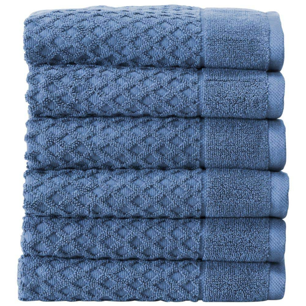 FRESHFOLDS Blue Striped 100% Cotton Textured Hand Towel (Set of 6) GB10920  - The Home Depot