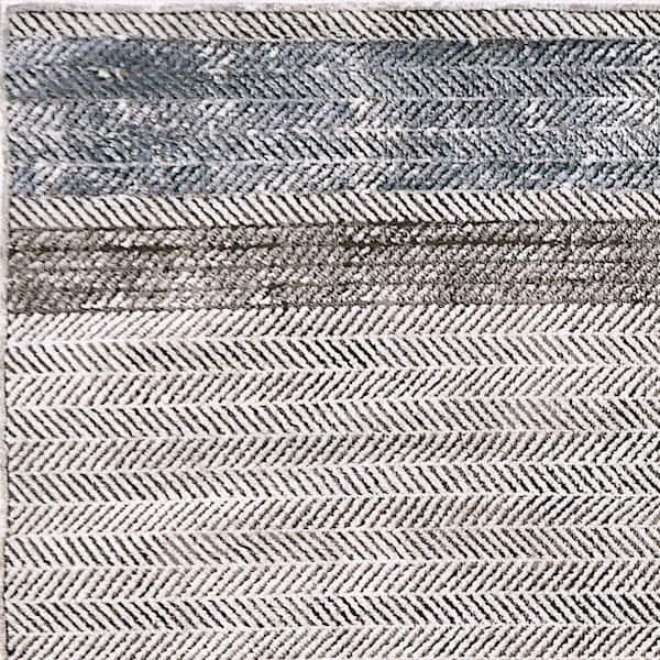 Harlow 7 ft. 10 in. X 10 ft. 2 in. Grey/Blue Chevron Indoor Area Rug