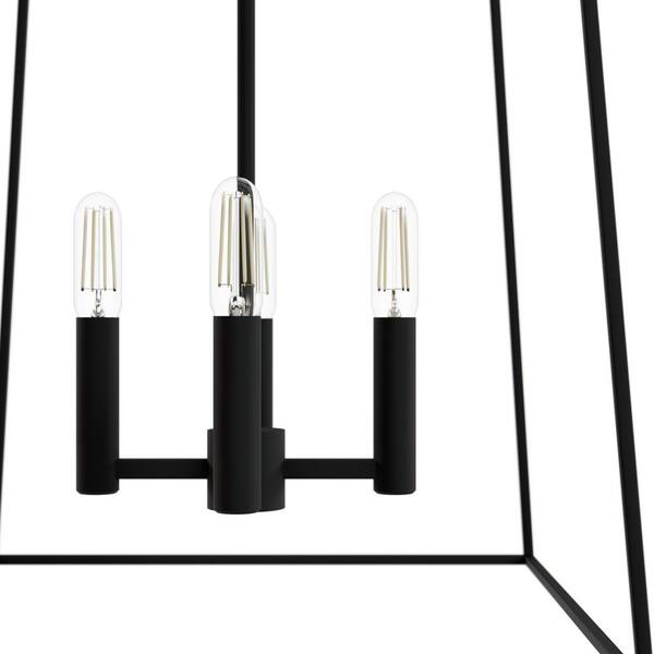 Hunter - Fair Oaks 60-Watt 4-Light Matte Black Lantern Pendant Light, No Bulbs Included