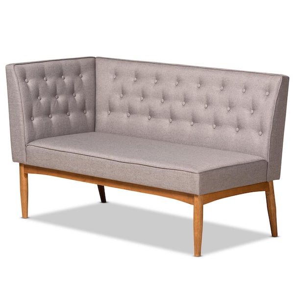 Baxton Studio Riordan Grey and Walnut Brown Dining Sofa Bench 186