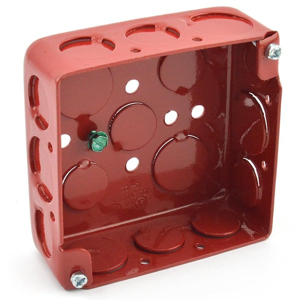 BRIDGEPORT 4 in. Square Red Fire Alarm Boxes (1-1/2 in. D)(50-Pack)
