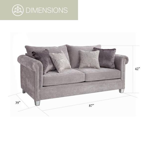 Gray Velvet Sofa With Nailheads Cabinets Matttroy   Gray American Furniture Classics Sofas Couches 8 010 S265 4f 600 