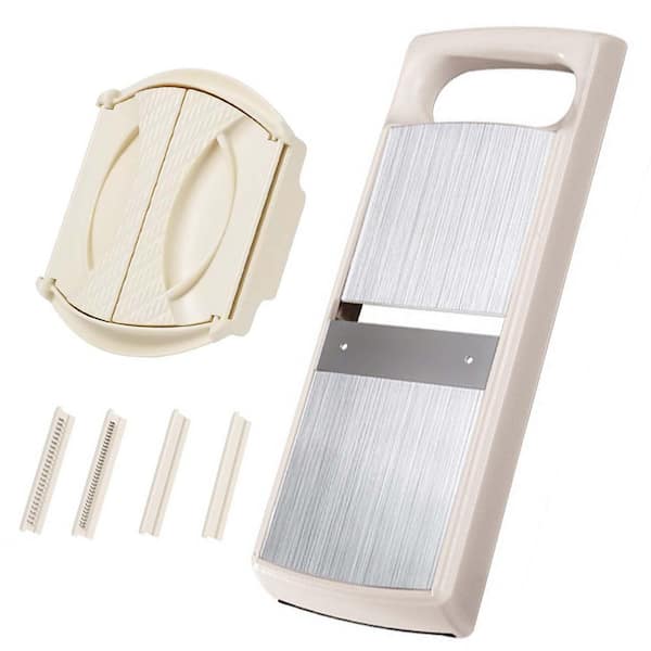 Manual Mandoline Food Slicer with 4 Stainless Steel Blades, Safety Guard and BPA-Free Plastic Body
