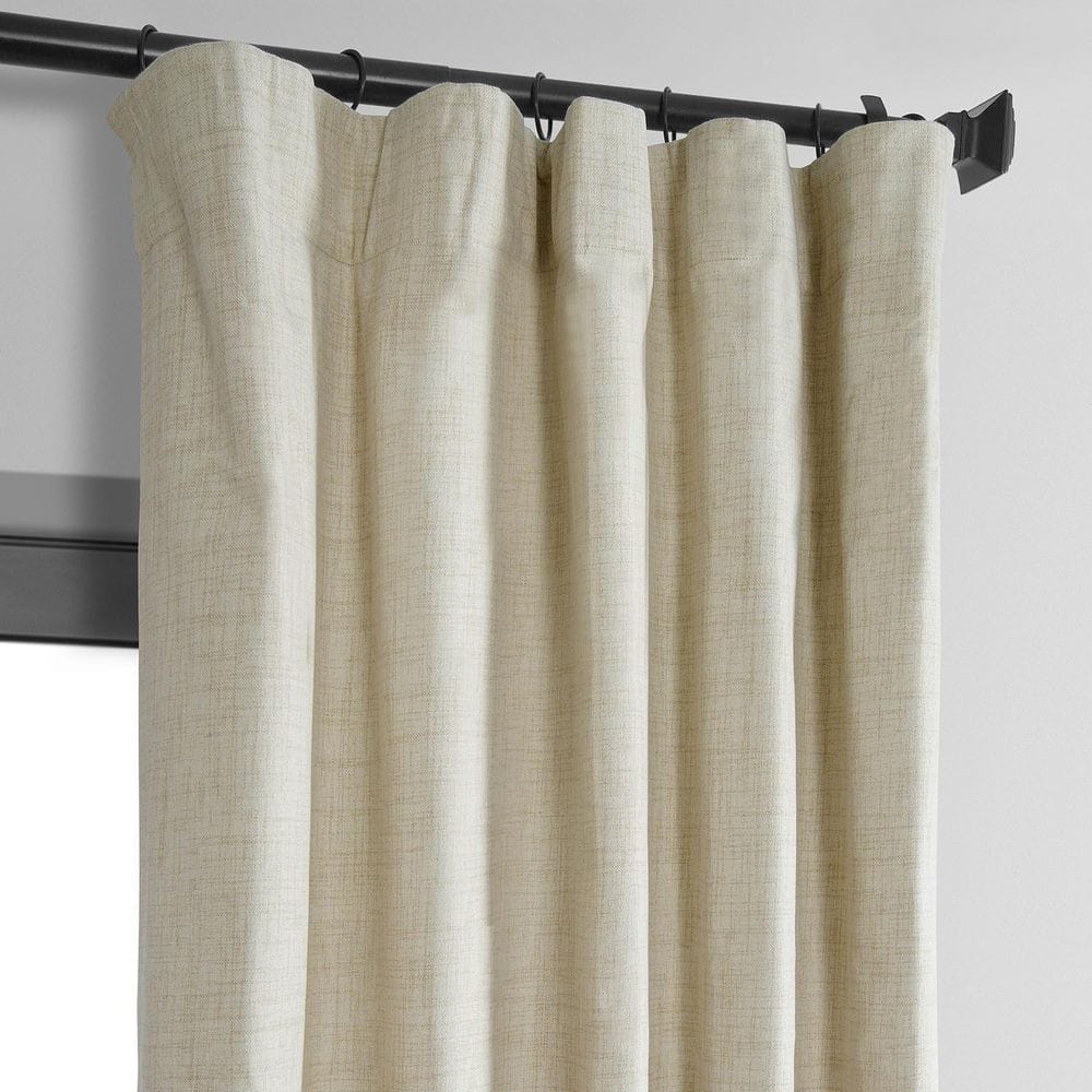 Natural Light Beige Linen Weave Blackout Curtain Panel, 50W x 96L