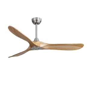 60.1 in. Indoor Natural Wood Ceiling Fan with 6-Speed Remote Control Reversible DC Motor for Home