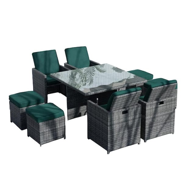 9 piece rattan cube set grey discount