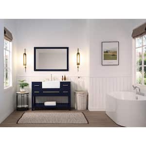 Williamson 48 in. W x 22 in.D x 35.7 in.H Bath Vanity in Navy Blue with Quartz vanity top in white with white basin