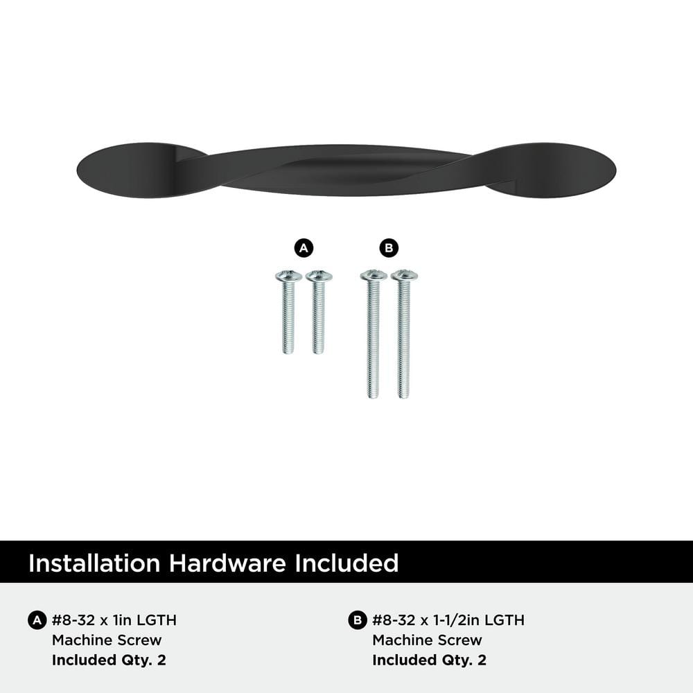 Matte Black Aluminum 3-3/4" Center-to-Center Cabinet Pull Bar
