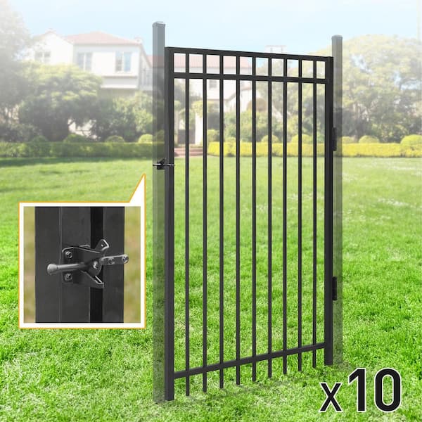 4 ft. x 6 ft. Flat Top Anti-Rust Metal Fence Gate, Decorative Garden Gate (Pack of 10)