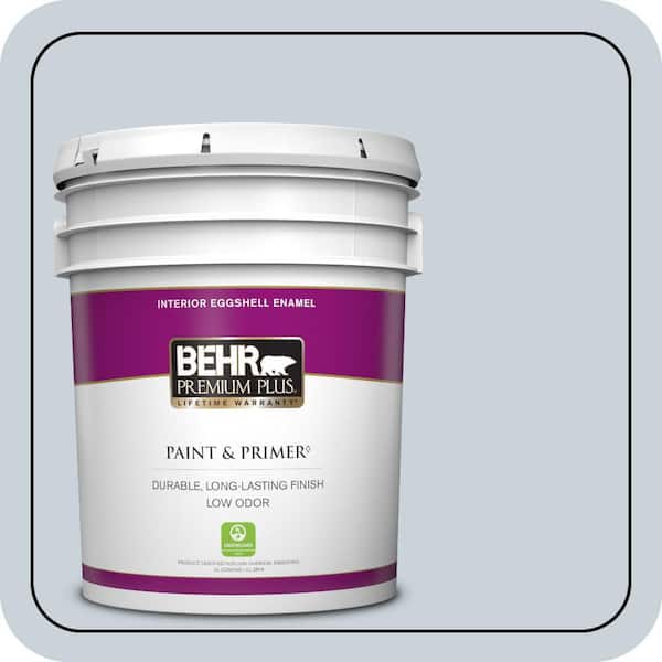 BEHR PREMIUM PLUS 5 gal. #N480-1 Light Drizzle Eggshell Enamel Low Odor Interior Paint & Primer