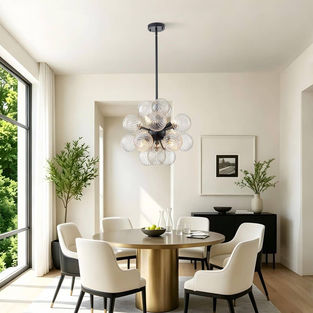 6-Light Black Globe Chandelier with Twisted Glass Shades,Modern Kitchen Island Pendant Light for Living Room Dining Room price history on PriceWatchPro