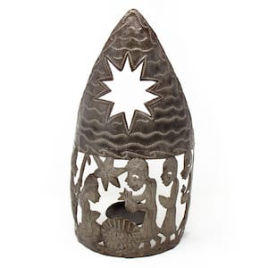 Nativity Wisemen Grey Candle Holder Haitian Steel Drum Sculpture