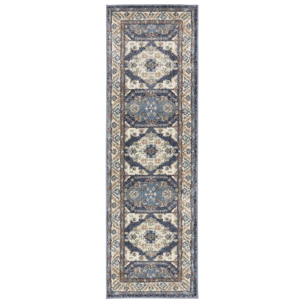 Gia 2 ft. x 7 ft. Blue/Rust Oriental Area Rug