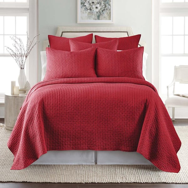 LEVTEX HOME Cross Stitch Red Solid Cotton 26 in. x 26 in. Euro Sham (Set of 2)