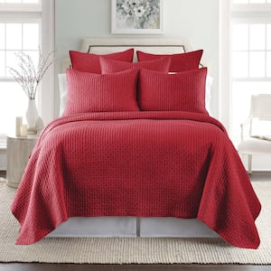 Cross Stitch Red Solid Cotton 26 in. x 26 in. Euro Sham (Set of 2)