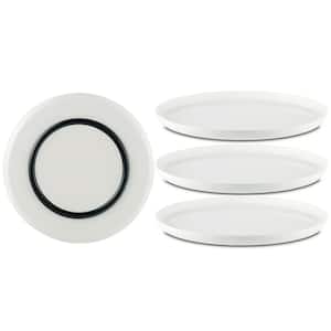 10 in. White Palm Non-slip Dinner Plate with Black Base (Set of 4)