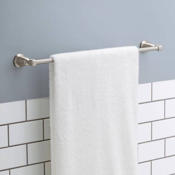 Foundations Design Series 24 in. Wall Mounted Towel Bar Bath Hardware Accessory in SpotShield Brushed Nickel