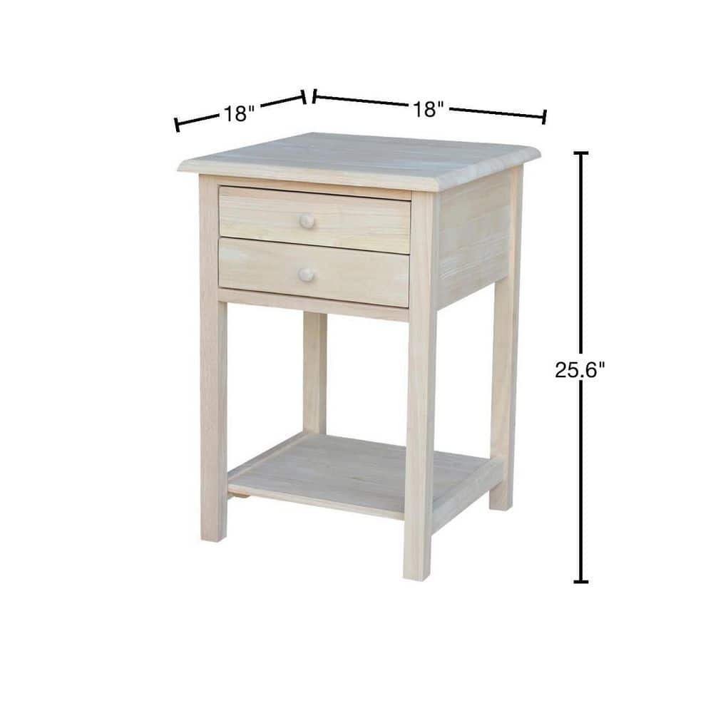 Unfinished Lamp Table with 2-Drawer - thumbnail 3