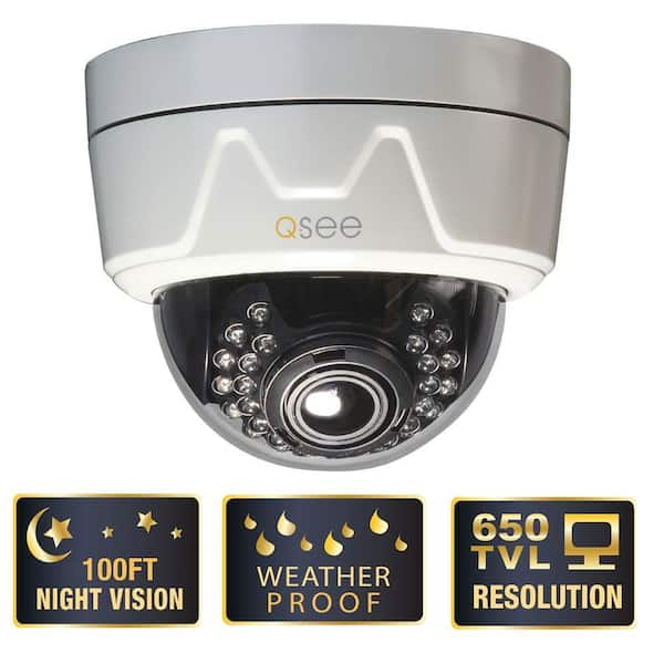 Q-SEE Elite Series Indoor/Outdoor 650 TVL Dome Security Camera with 100 ft. Night Vision and Varifocal 2.8-12 mm Lens